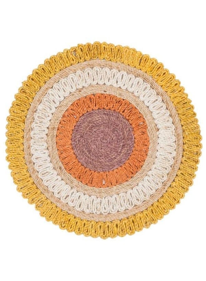 HANDPICKED FURNITURE Jute Wool And Cotton Multicoloured Round Carpet Ultra Soft Area Carpets For Bed Room Living Room And Dining Room Anti-Slip Floor Carpets Easy To Clean Made In Turkey 120X120Cm - Image 5