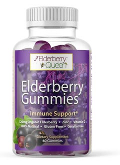 Elderberry Queen Elderberry Queen Organic Elderberry Gummies 60 ct - Immune Support Gummies with Vitamin C & Zinc - Elderberry Vitamin Gummies for Adults and Kids  - Image 1