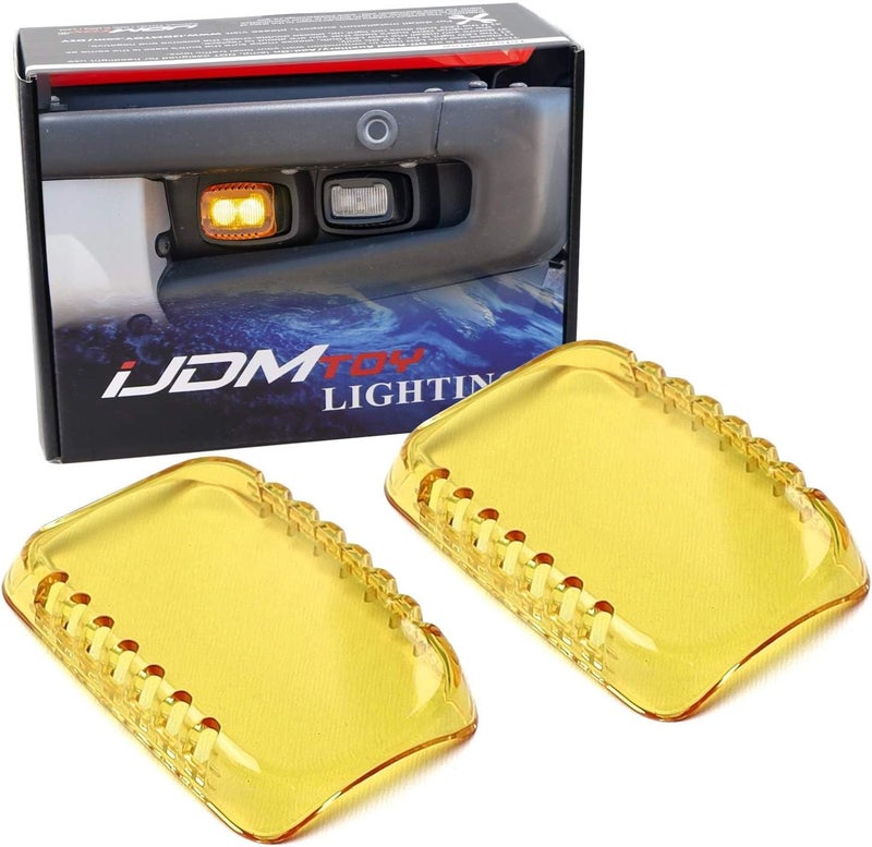 iJDMTOY 2pc 2500K Selective Yellow Colored LED Pod Fog Light Shield Cover Lenses, Compatible With Ford 2021-up F-150 Raptor, 2022-up Bronco Raptor - Image 1