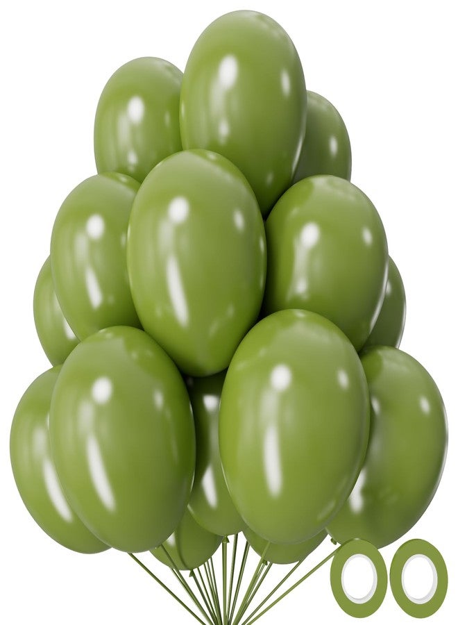 KUULBELA 110pcs Olive Green Balloon 12 Inch, Olive Green Latex Balloons for Birthday Party Baby Shower Wedding(with 2 Ribbons). - Image 1