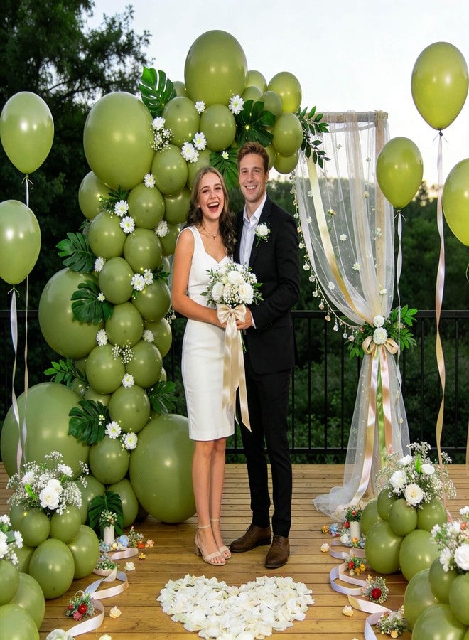KUULBELA 110pcs Olive Green Balloon 12 Inch, Olive Green Latex Balloons for Birthday Party Baby Shower Wedding(with 2 Ribbons). - Image 4