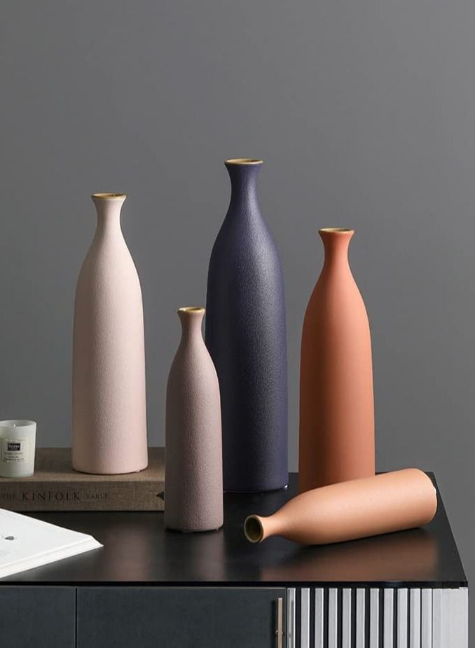 GGEROU Colorful Ceramic Flower Vase,Elegant Decorative Flower Vase for Living Room, Kitchen, Office 33*9*2.5 cm  - Image 2