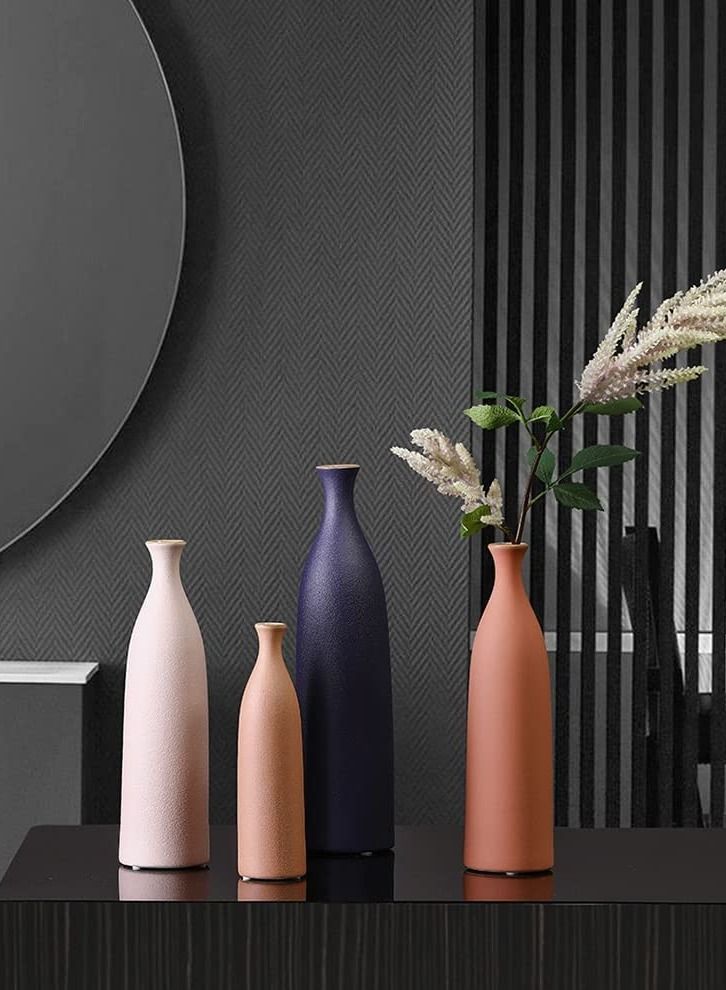 GGEROU Colorful Ceramic Flower Vase,Elegant Decorative Flower Vase for Living Room, Kitchen, Office 33*9*2.5 cm  - Image 3