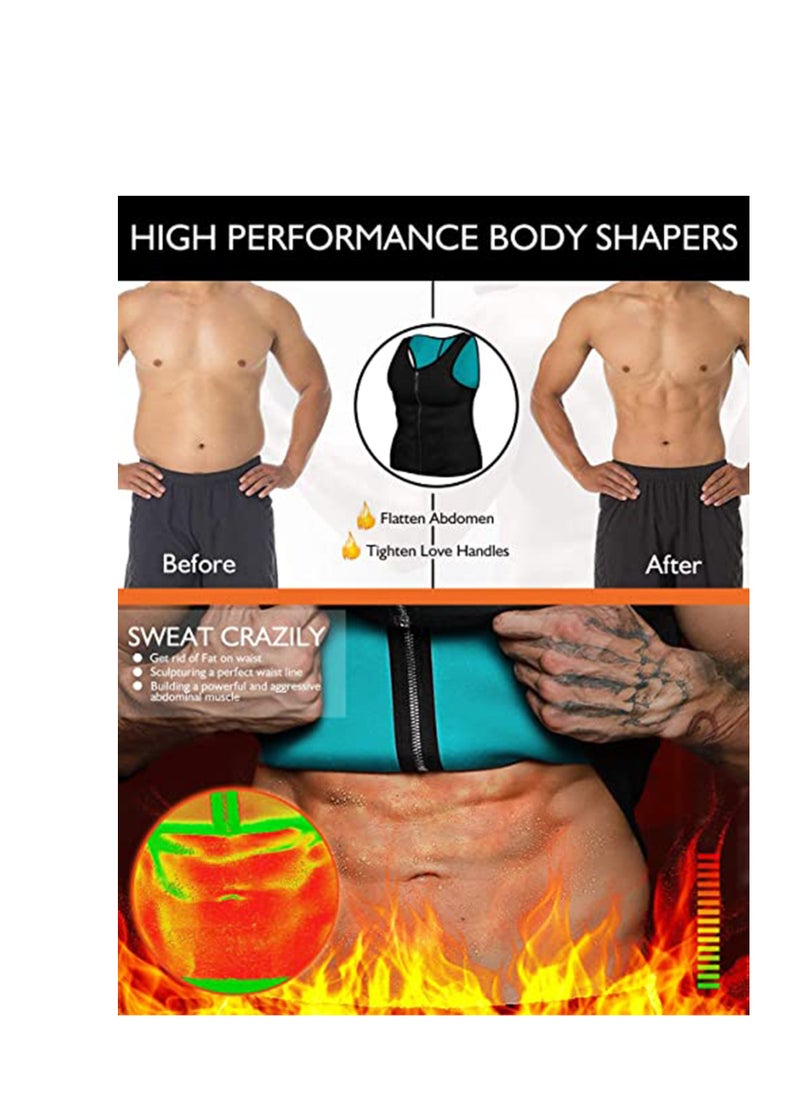 SYOSI - Sauna Heat Trapping Vest for Men, Weight Loss Sauna Suit, Sauna Shirt Workout Tank, Sweat Vest Zipper Sauna Jacket, Sauna Body Shaper Short Sleeve, Waist Trainer for Weight Loss - Image 1