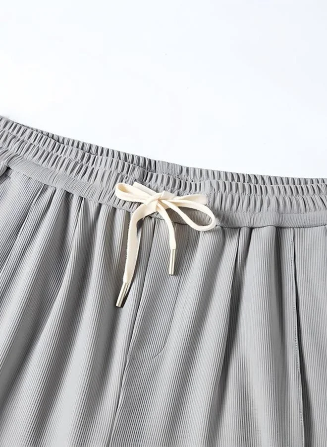 Take Two  Grey Plain Shorts with Drawstring for Men | Best Price UAE