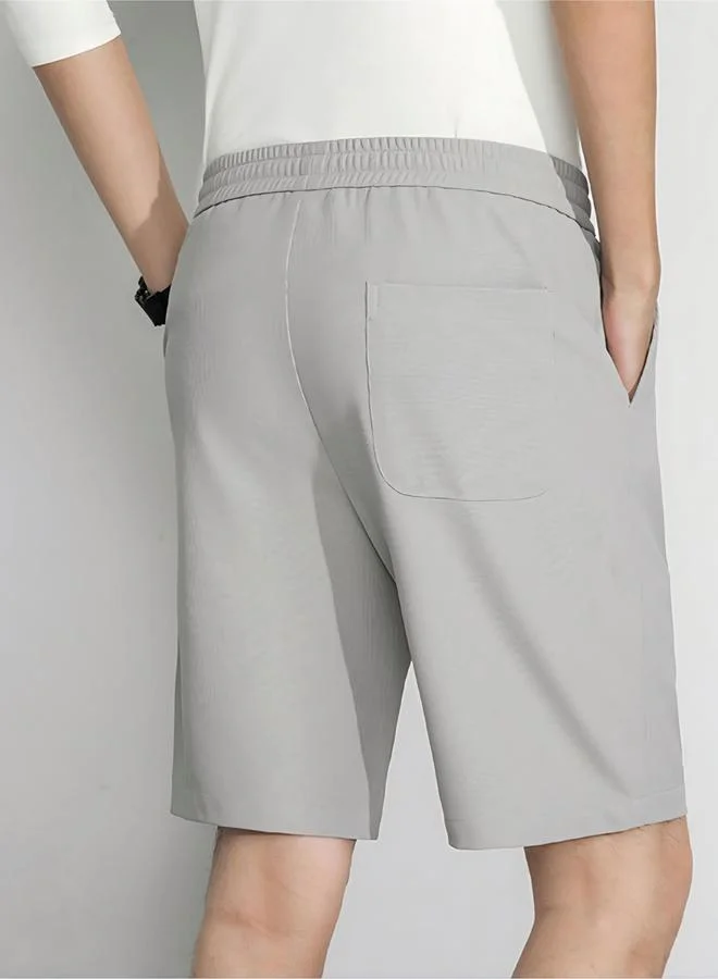 تايك تو Grey Plain Shorts with Drawstring