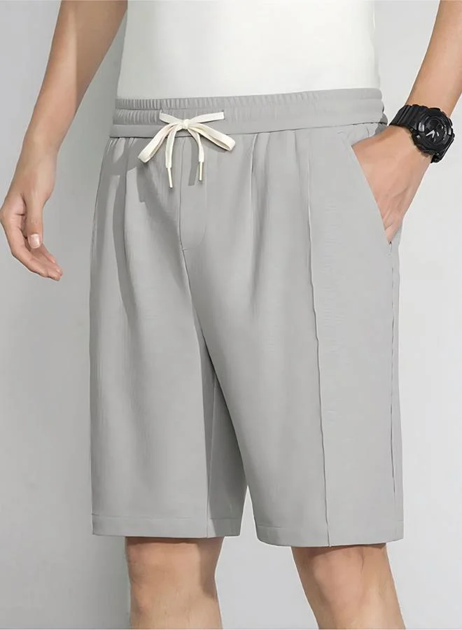 تايك تو Grey Plain Shorts with Drawstring