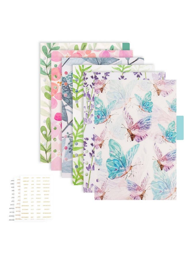 AUEAR , 12 Pack Binder Index Dividers A5 Binder Plastic Insertable Index Tab Binder Divider With 3 Stickers For 6 Ring Planner Notebook Travel Diary  - Image 1