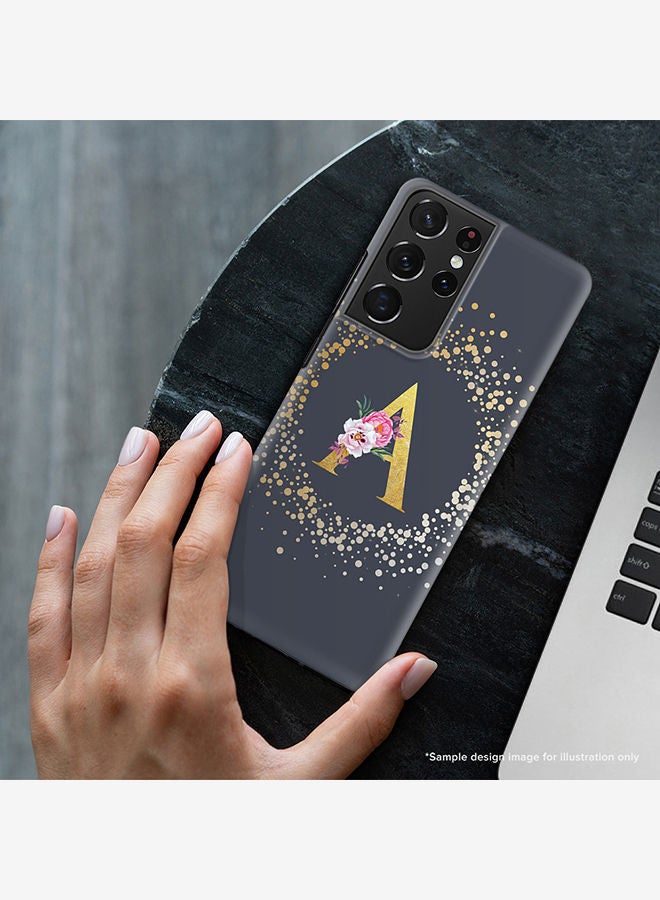 Stylizedd Monogram Slim Cover for Samsung Galaxy S21 Ultra 5G Case Custom Initials Letter Floral Pattern Snap Series Mobile Cover Matte Alphabet  - T (Grey) - Image 2