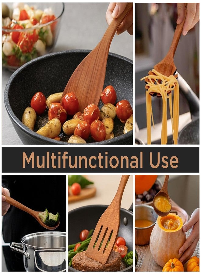 MAJURI 10-Piece Wooden Utensil Set with Holder, Spoon Rest & Hooks - Durable Non Toxic Cooking Utensils - Wooden Spoons for Cooking, Ideal Kitchen Utensil Set for Cooking Enthusiasts & House Warming - Image 5