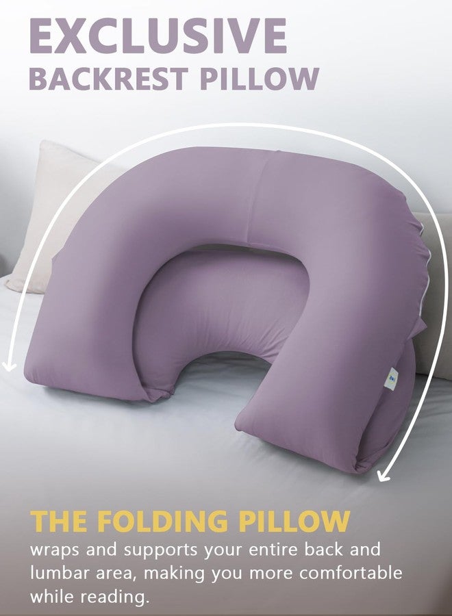INSEN Reading Pillow, Back Pillow for Sitting in Bed for Reading, Nurse & Relax, Reading Pillow for Adults, Moms & Kids, Sit Up Pillow for Bed (Soft Jersey-Purple, Basic) - Image 5