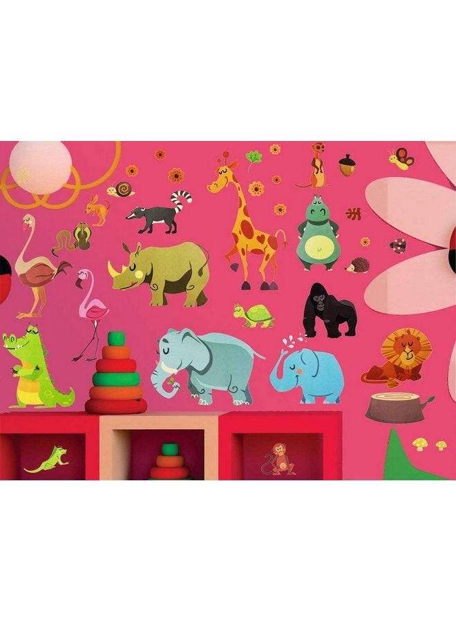 ديكوش مجموعة ملصقات حائط حيوانات الغابة من DEKOSH مكونة من ملصقات ملونة لغرفة لعب الأطفال - ملصقات حائط للأطفال للجنسين قابلة للتقشير واللصق بطابع السفاري - Image 2
