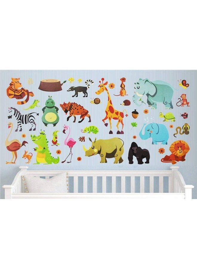 ديكوش مجموعة ملصقات حائط حيوانات الغابة من DEKOSH مكونة من ملصقات ملونة لغرفة لعب الأطفال - ملصقات حائط للأطفال للجنسين قابلة للتقشير واللصق بطابع السفاري - Image 4