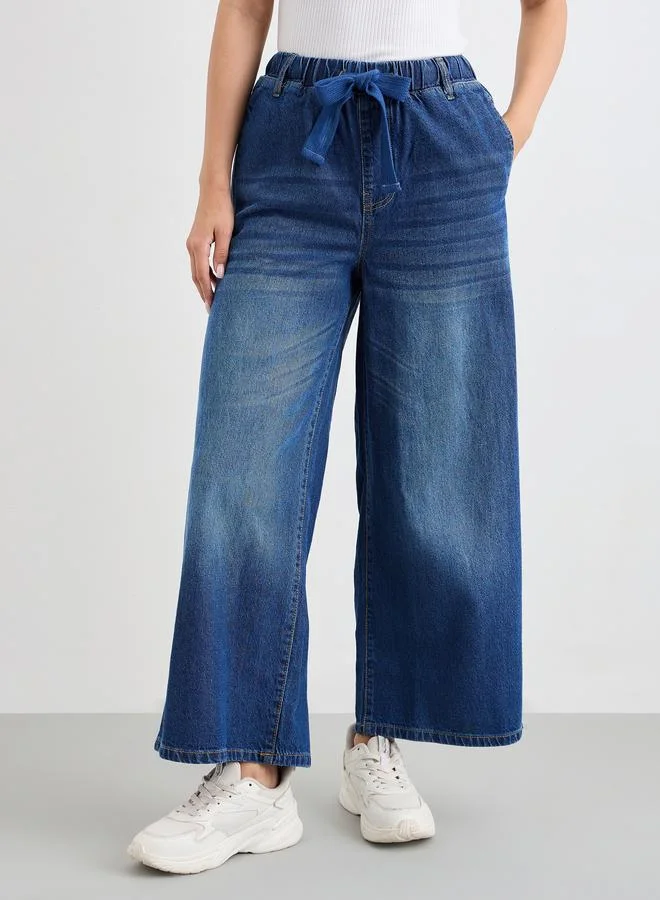 Styli Flowy Wide Leg Pants with Pockets