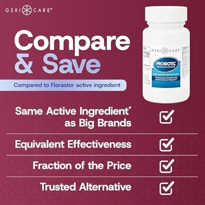 GeriCare S. Boulardii Probiotic Saccharomyces Boulardii - Probiotics for Digestive Health for Women & Men - 500mg - Compare to The Active Ingredient in Florastor Probiotic Gut Formula (50 Capsules) (12 Pack) - Image 3