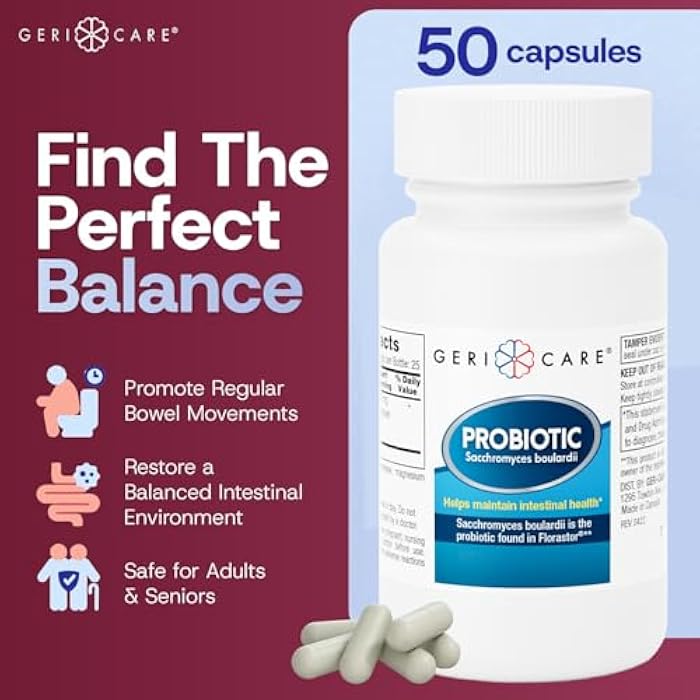 GeriCare S. Boulardii Probiotic Saccharomyces Boulardii - Probiotics for Digestive Health for Women & Men - 500mg - Compare to The Active Ingredient in Florastor Probiotic Gut Formula (50 Capsules) (12 Pack) - Image 2
