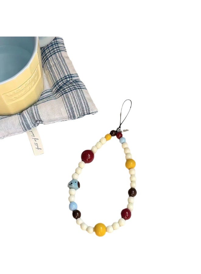 NIBEMINENT Phone Charm/ Chain Strap for Women Girls, Colored Puppy Head Cell Phone Case Lanyard Wrist Strap