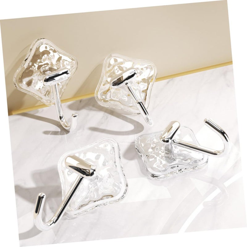 خطافات حائط قوية بلصق 4 قطع بتصميم جليدي لتخزين المناشف والقبعات مقاومة التلف لتنظيم المنزل - Image 5