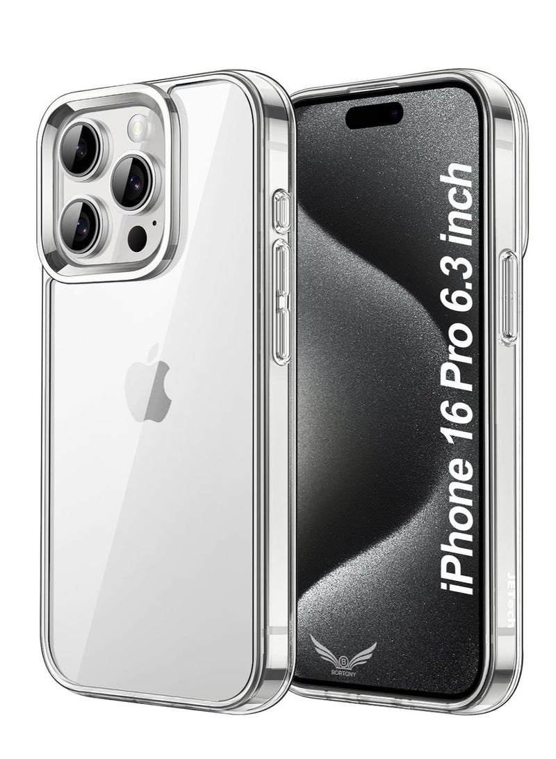 BORTONY iPhone 16 Pro Cover 6.3 inch Crytsal Clear TPU Anti Scratch Slim Thin iPhone 16 Pro Case Shockproof Protective Case for iPhone 16 Pro - Image 1