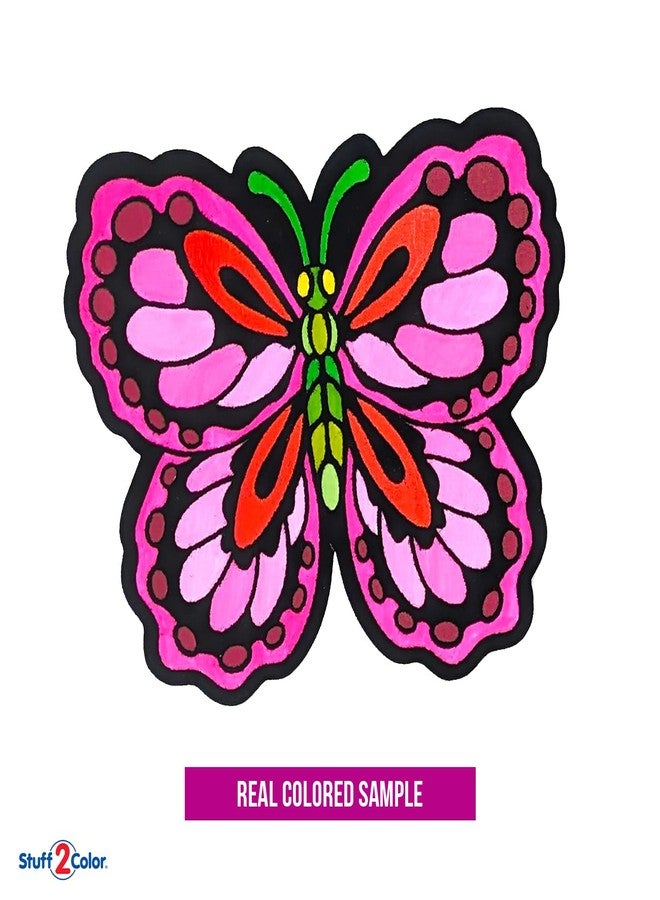 Stuff2Color Color Your Own Velvet Butterflies - 12 Pack - Beautiful Arts and Crafts Coloring Fun for All Ages - Decorate Your Room, Color with Friends, Party Favors and Activities (All Unique Designs) - Image 4