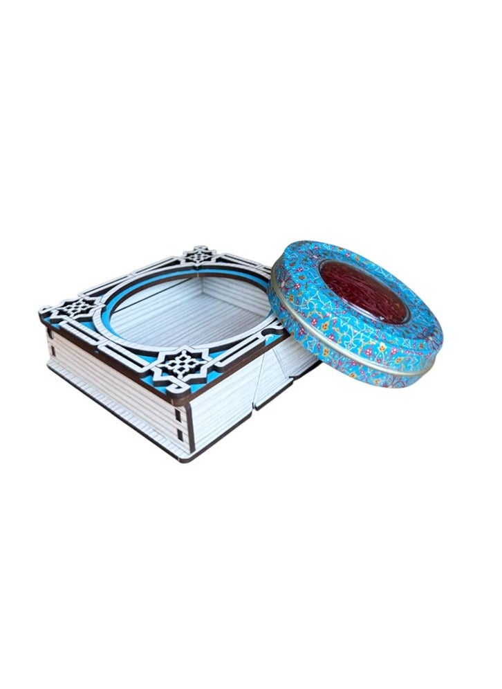 ZARCHIN Z11/Wooden Storage Box with Tin Container , 9x9x3cm , 1gm Super Negin Saffron  - Image 2