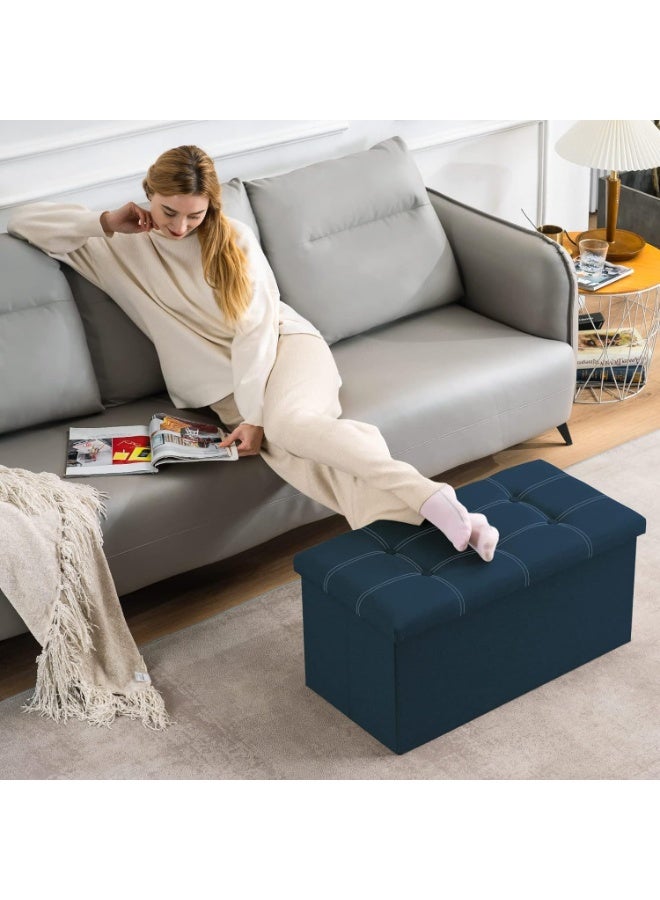 HOOKOR Ottoman Storage Stool,Foldable Storage Ottoman Box,Padded Seat for Dorm Living Room,Versatile Space-Saving Storage Toy Box,for Bedroom,Hallway - Image 5
