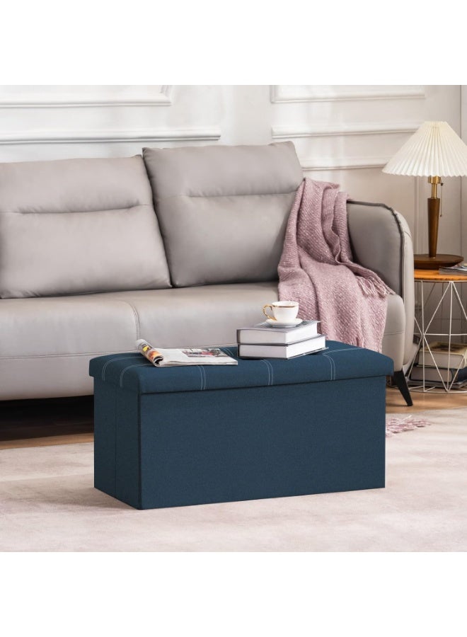 HOOKOR Ottoman Storage Stool,Foldable Storage Ottoman Box,Padded Seat for Dorm Living Room,Versatile Space-Saving Storage Toy Box,for Bedroom,Hallway - Image 2