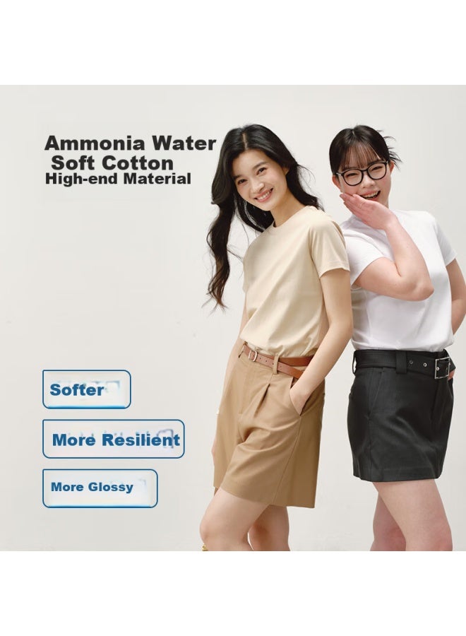 50s Water Soft Cotton 25 Styles Women's Pure Cotton Ladies T-shirt Liquid Ammonia Bottoming Shirt Top White T Pink Xs - Image 3
