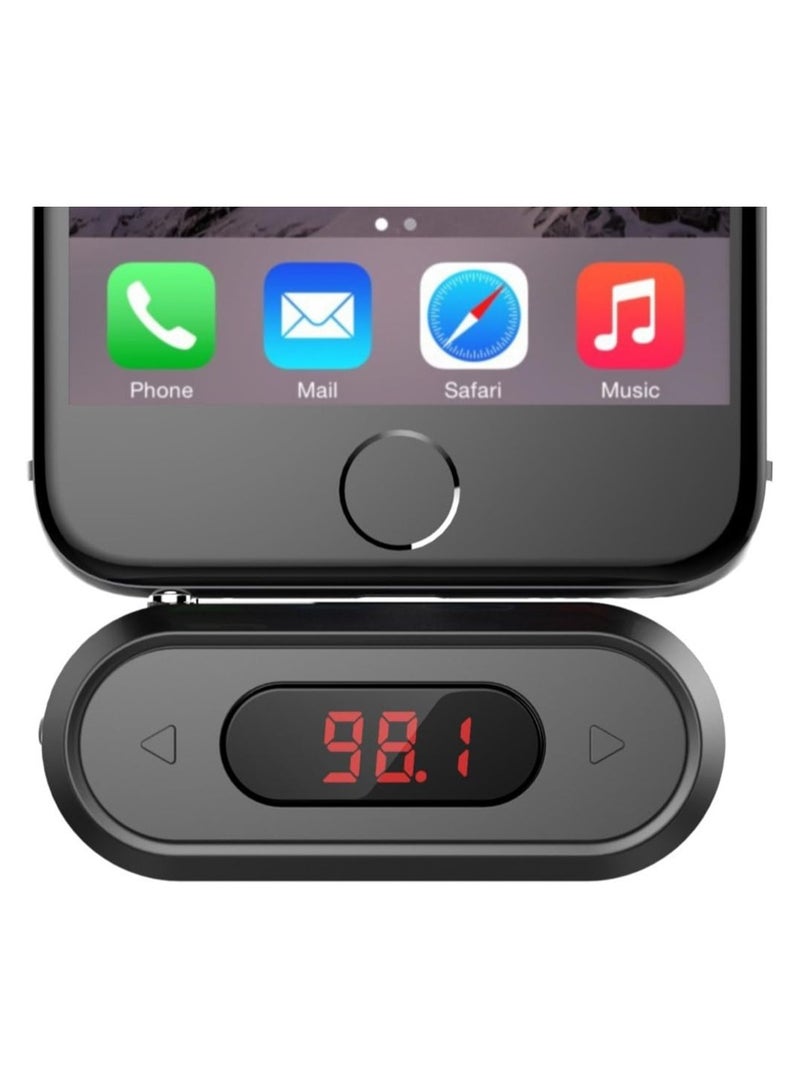 عام جهاز نقل FM، جهاز نقل FM باليدين الحرة للاتصالات اللاسلكية في السيارة، متوافق مع iPhone و iPad و iPod و Samsung و HTC و MP3 و MP4 ومعظم الأجهزة التي تحتوي على منفذ صوتي بحجم 3.5 مم. - Image 1