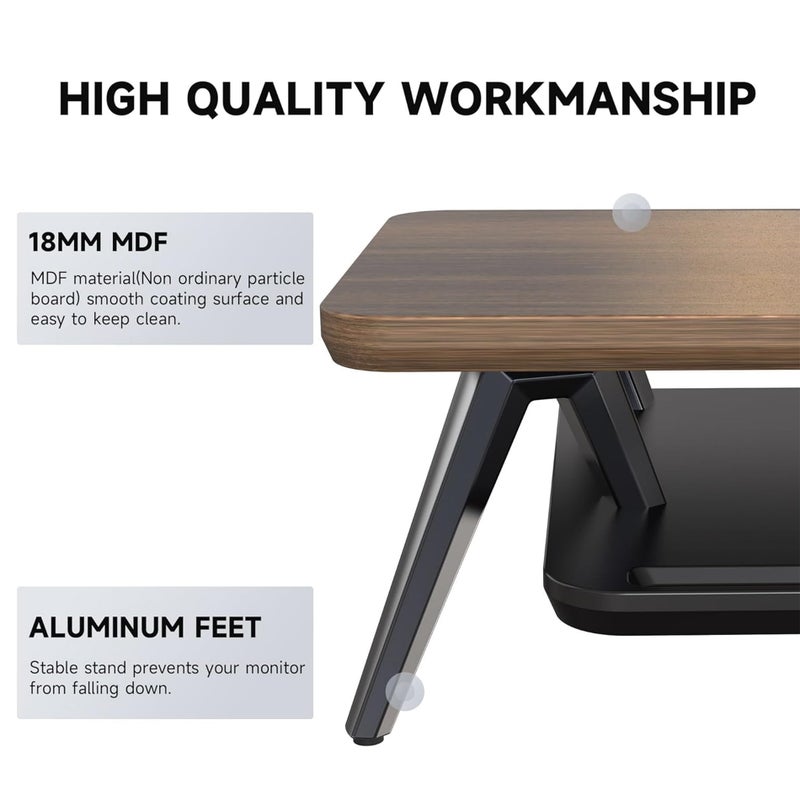 Fenge Dual Monitor Stand, Monitor Riser for 2 Monitors with Adjustable Laptop Riser , 42.5 Inch Desk Shelf for Top of Desk with Phone Holder& Headphone Stand - Image 4