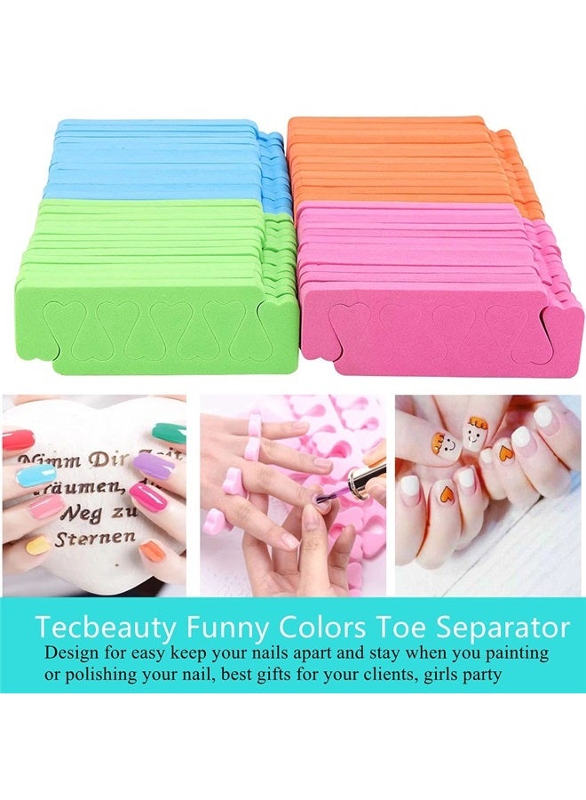 Tecbeauty 120pcs Toe Separators for Pedicure - Sponge Toe Separator for Nail Polish Party Nail Art Painting Toenails, 4 Funny Colors - Comfy and Soft - Image 2