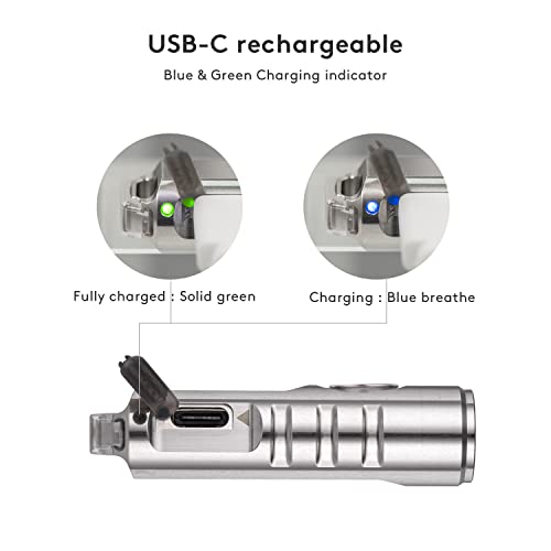 RovyVon Aurora A2 G4 Bright Keychain Flashlight USB C Rechargeable EDC Flashlight 650 lumens Small Magnetic Clip Flashlight, Lockout Feature Momentary On for Daily Carry Use - Image 4