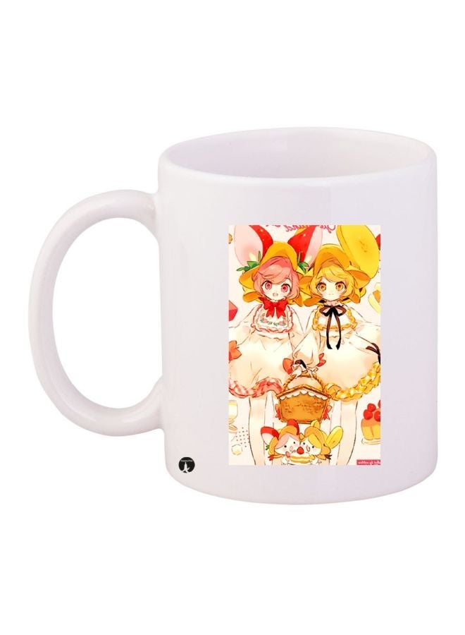 RYN Anime Printed Coffee Mug White/Yellow/Red 11ounce