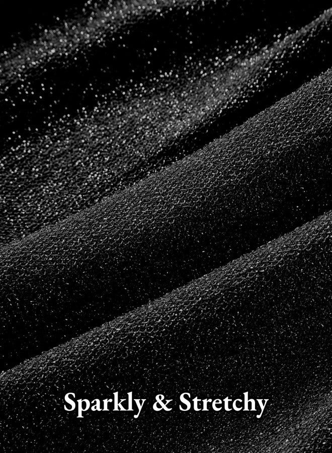 EXARUS فستان رسمي قصير ضيق وجميل بأكمام طويلة وحمالات رفيعة من إكساروس للبنات، مناسب لحفلات المراهقات والرقص، باللون الأسود اللامع، مقاس 10 سنوات. - Image 5