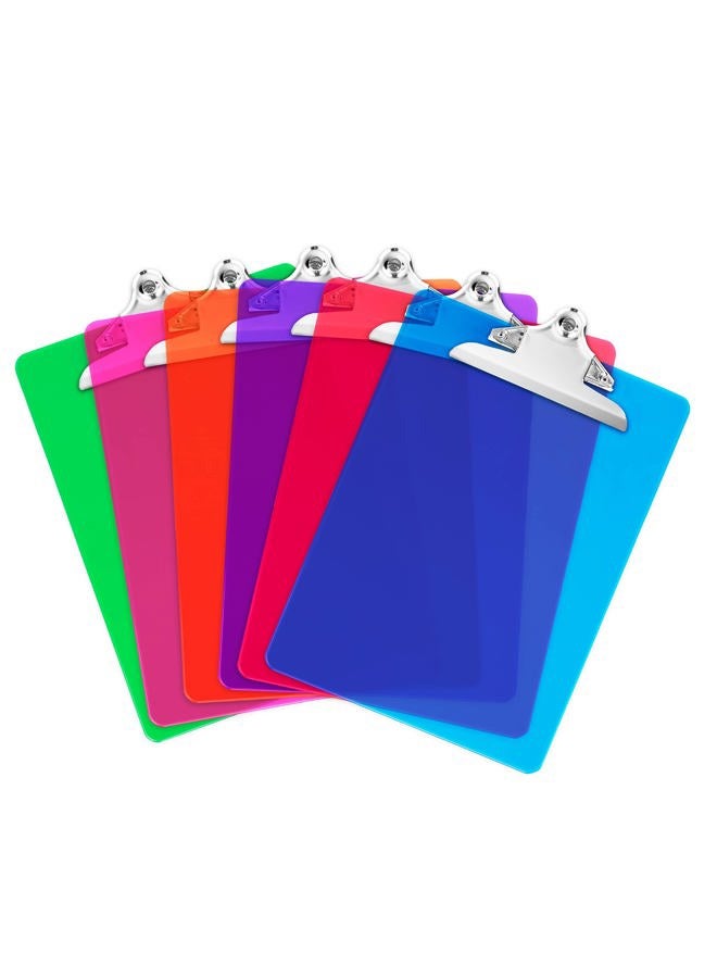 Office Solutions Direct Plastic Clipboards (Set of 6) Multi Pack Assorted Colored Clipboard | Strong 12.5 x 9 Inch | Holds 100 Sheets! Acrylic Clipboards Big Clip Board Clips - Image 1