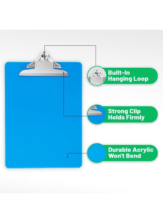 Office Solutions Direct Plastic Clipboards (Set of 6) Multi Pack Assorted Colored Clipboard | Strong 12.5 x 9 Inch | Holds 100 Sheets! Acrylic Clipboards Big Clip Board Clips - Image 2