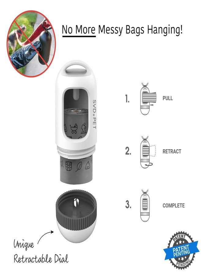 SVD.PET Dog Poop Bag Dispenser, Retractable Waste Bag Fits Any Dog Leash, Drop-Proof Poop Bag Holder, Doggy Walking Accessory (Pearl White) - Image 2