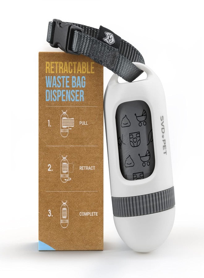 SVD.PET Dog Poop Bag Dispenser, Retractable Waste Bag Fits Any Dog Leash, Drop-Proof Poop Bag Holder, Doggy Walking Accessory (Pearl White) - Image 1