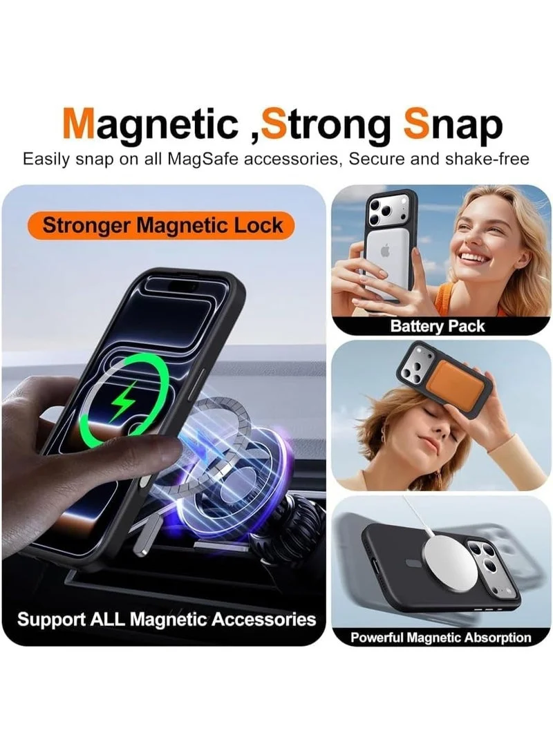 Mobcos  New iPhone 17 Pro Grey Luxury Magnetic Compatible for iPhone Series – Shockproof, Slim Fit, Soft-Touch Protective Cover with Magnetic Wireless Charging Support  | Best Price UAE