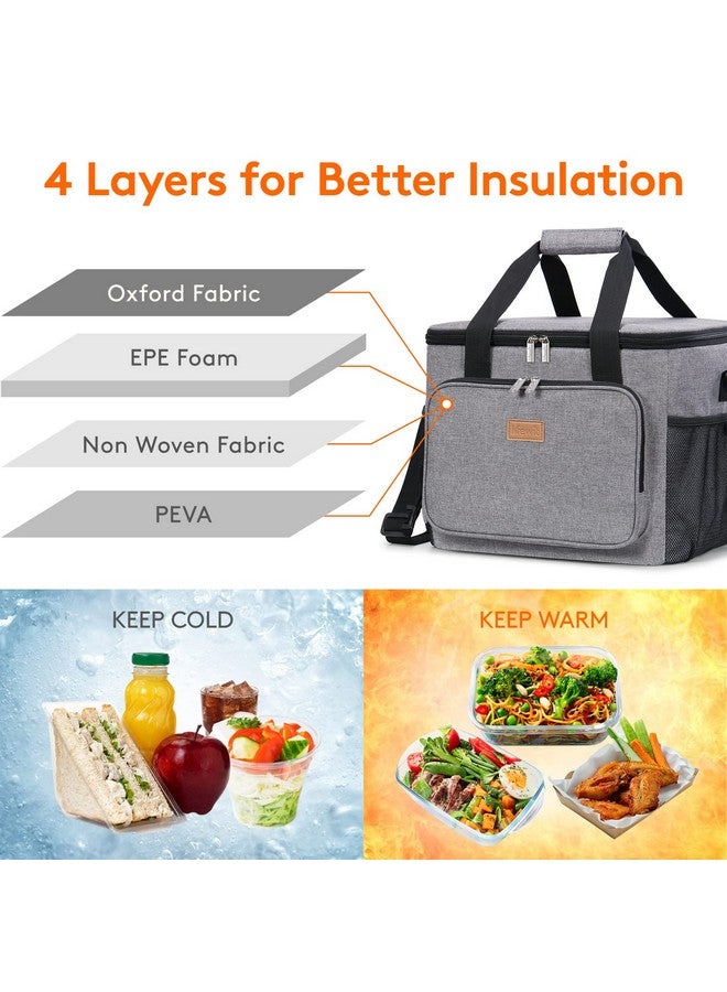 Lifewit Large Lunch Bag Insulated Lunch Box Soft Cooler Cooling Tote for Adult Men Women, Gray 40-Can (24L) - Image 2