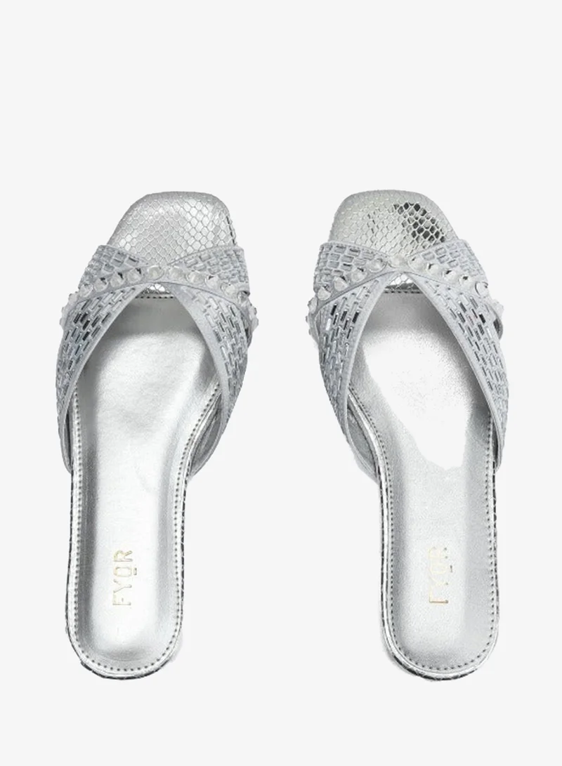 Fyor  Cut-work Mirror Diamante Sandal MY 326 for Women | Best Price UAE
