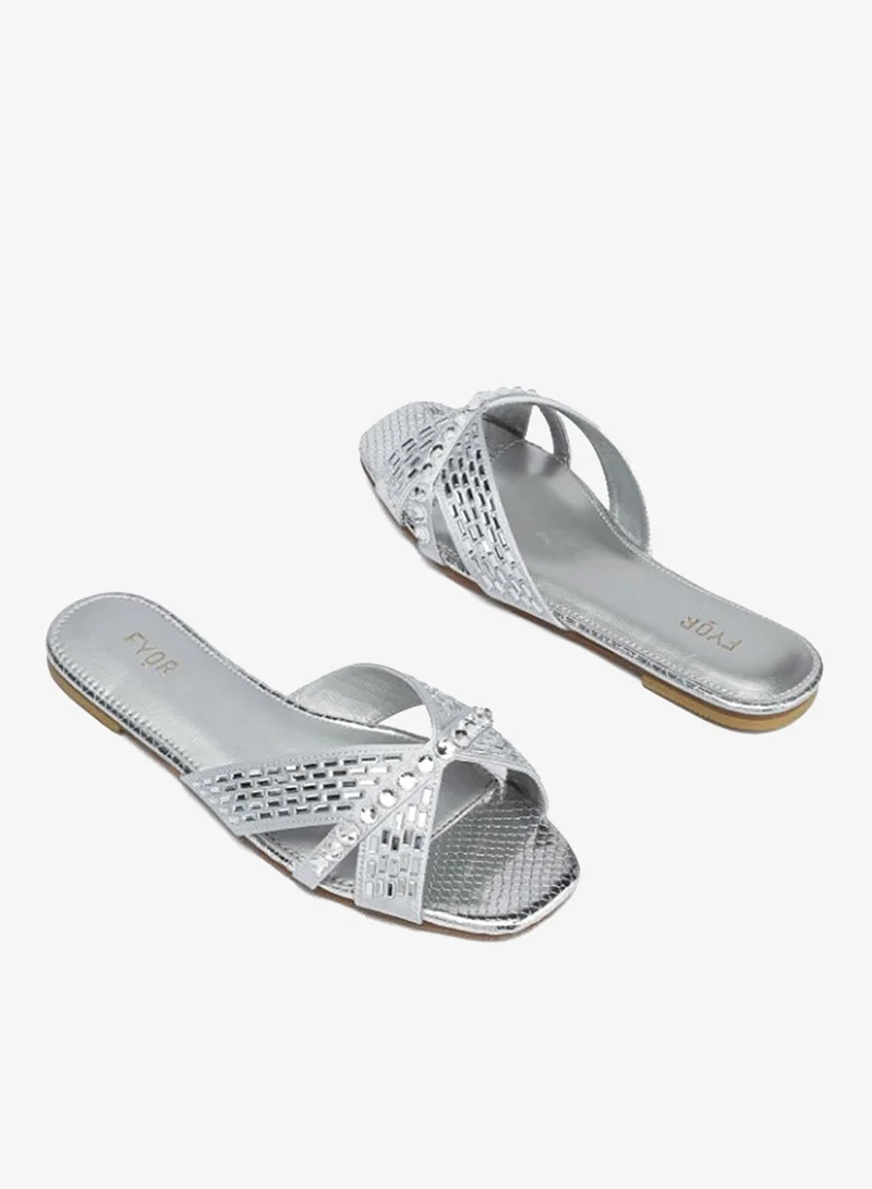 Fyor  Cut-work Mirror Diamante Sandal MY 326 for Women | Best Price UAE
