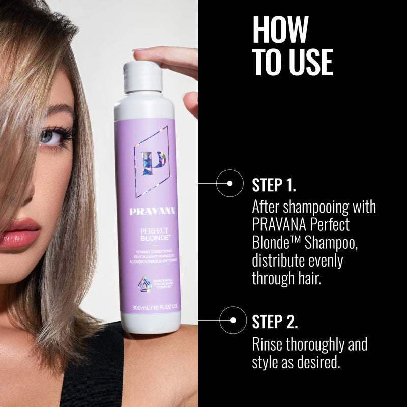 Pravana The Perfect Blonde Purple Toning Conditioner | Neutralizes Brassy, Yellow Tones | For Color Treated Hair | Chromasilk Enhances Shine & Protection | Vegan, Paraben & Sulfate Free | 10 Fl Oz - Image 5