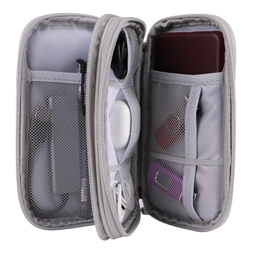 JIAKAI Travel Cable Organizer - Electronics Accessories Bag(Double Layer - Grey) - Image 5