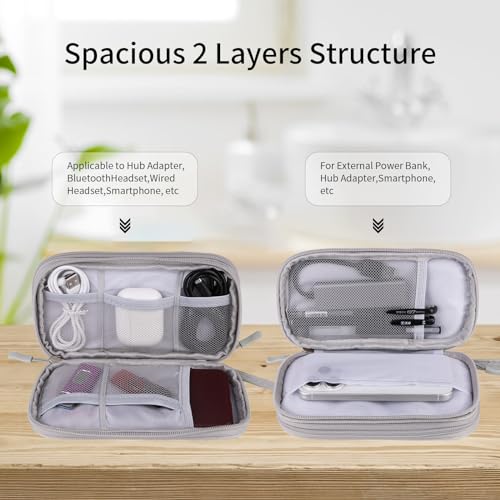 JIAKAI Travel Cable Organizer - Electronics Accessories Bag(Double Layer - Grey) - Image 3