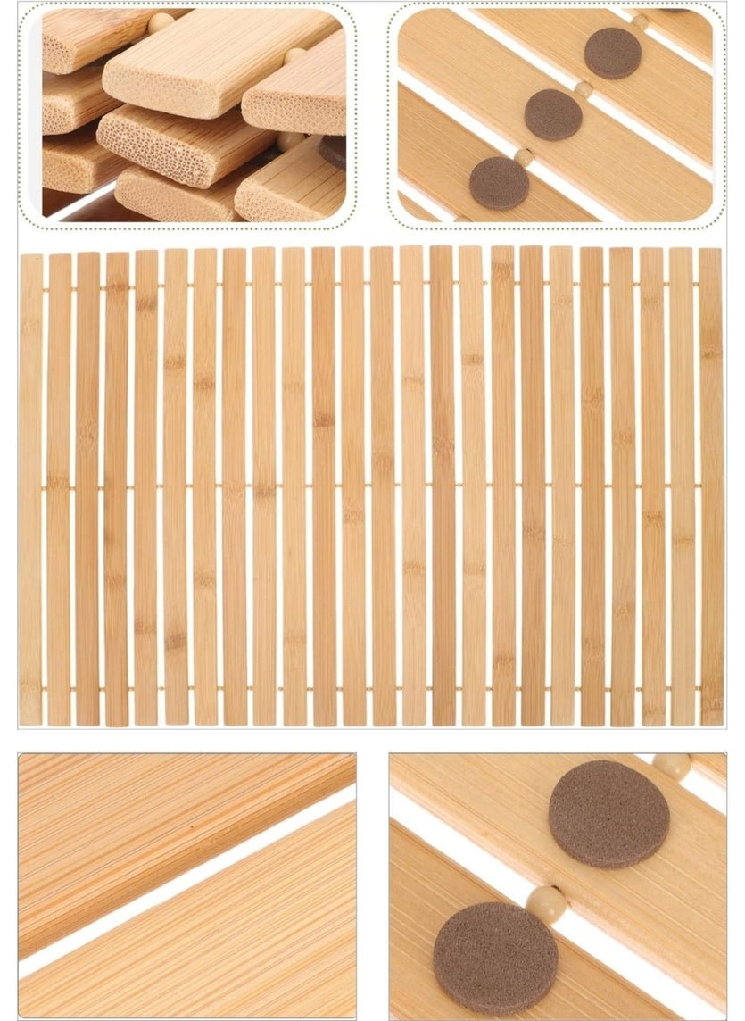Meturas - Non-Slip Based Long-Lasting Bamboo Bath Mat Carpet - 40 x 61 cm - Image 1