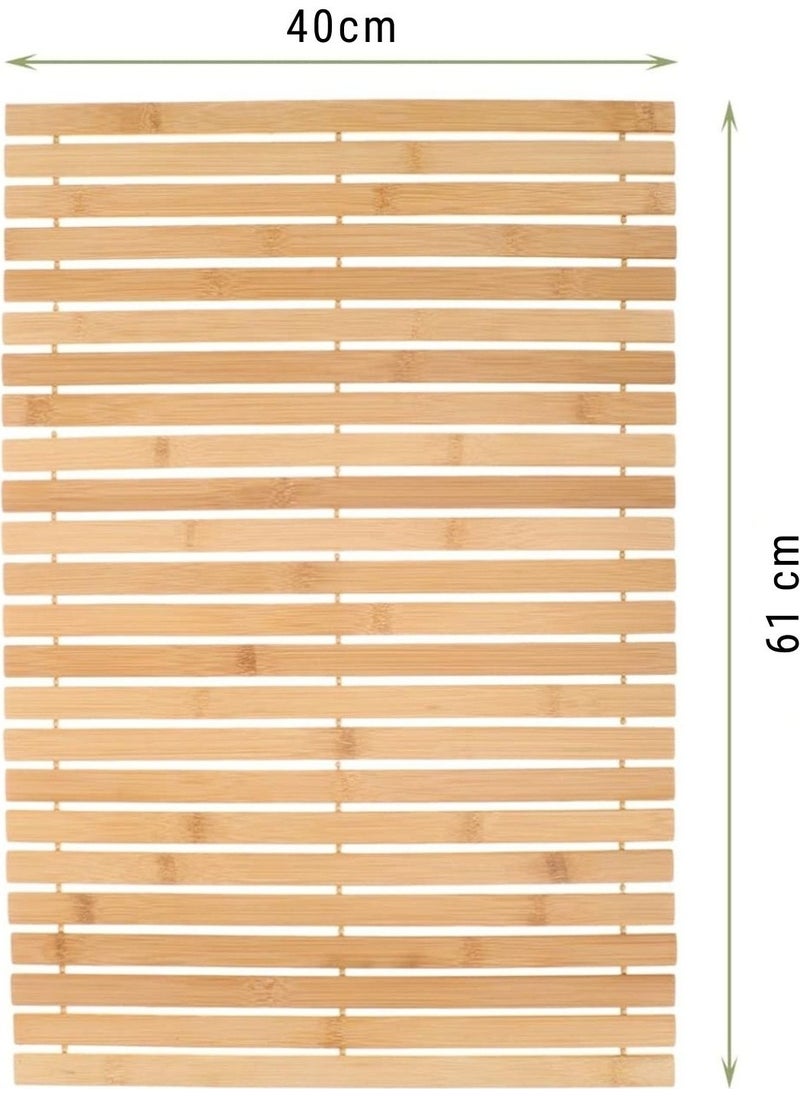 Meturas - Non-Slip Based Long-Lasting Bamboo Bath Mat Carpet - 40 x 61 cm - Image 1