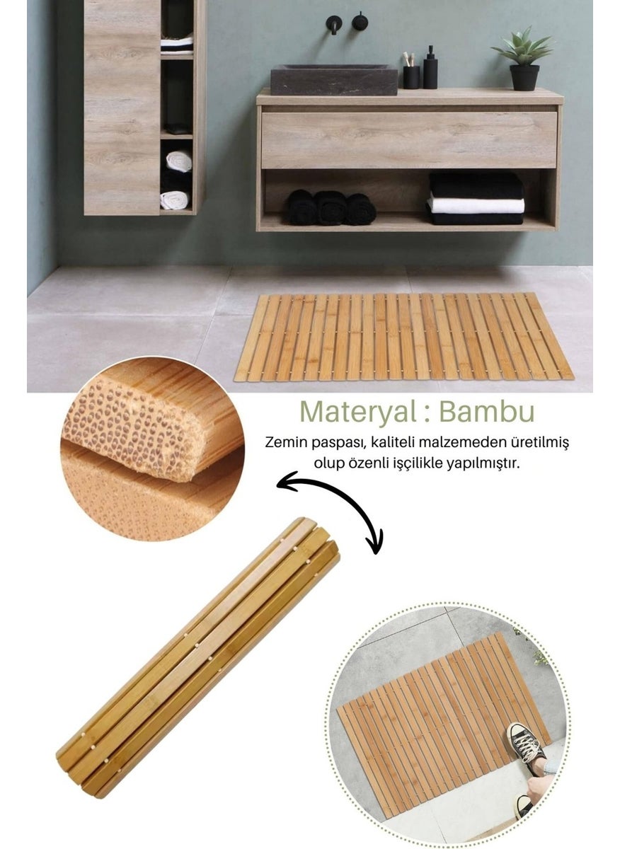 Meturas - Non-Slip Based Long-Lasting Bamboo Bath Mat Carpet - 40 x 61 cm - Image 1