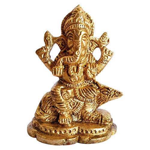 GURU JEE™ Brass Idol for Puja Room Decoration Lord Ganesha Ganpati Ji Murti Religious Gifts - Image 2