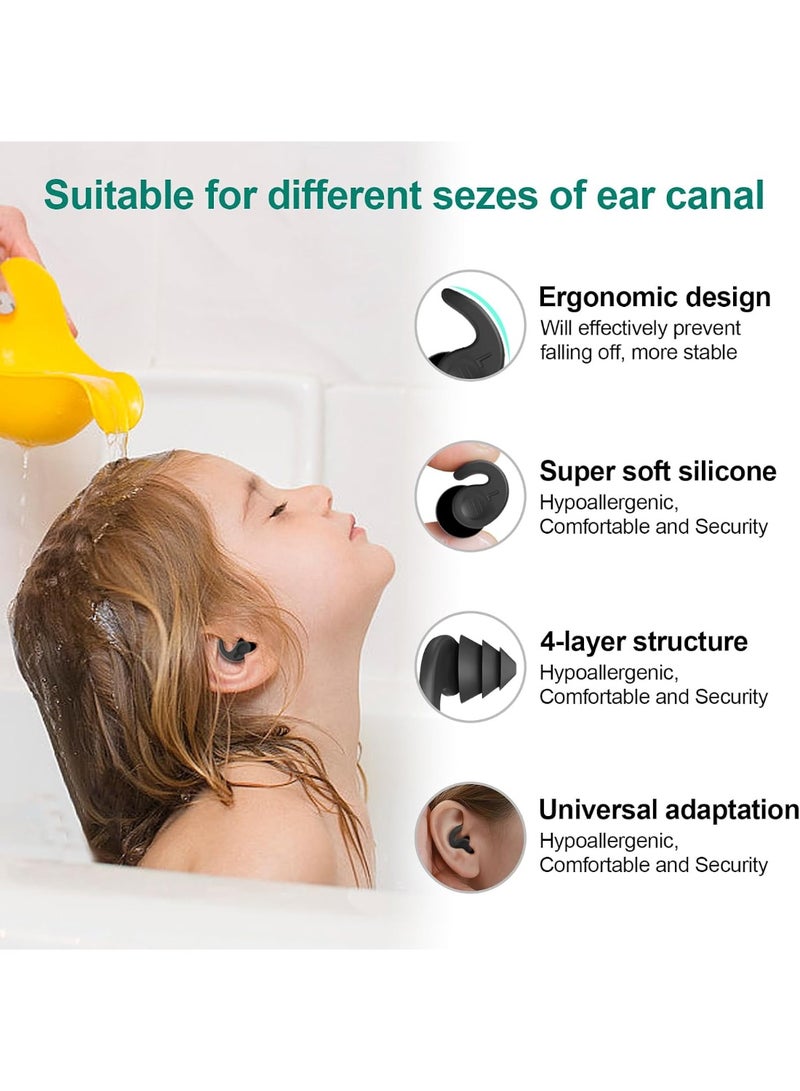 PYC Kids Swimming Ear Plugs,3 Pairs Waterproof Reusable Silicone Child Swim Earplugs for Swimming Surfing Bathing Showering,Small Children Water Ear Plugs Suitable for Boys and Girls (Kids 4-12 Years Old) - Image 2